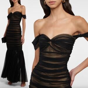 Norma Kamali | NWT Walter Fishtail Gown in Black Mesh Mermaid Maxi Dress L